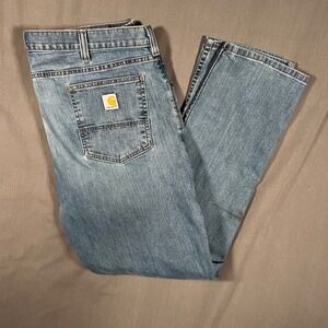 Carhartt Jeans Men's 42x32 Blue Rugged Flex Relaxed Fit Stretch Distressed Pants